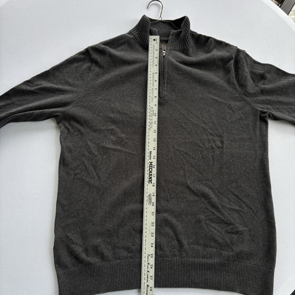 Eddie Bauer Quarter Zip Sweater Mens XL Charcoal Gray Mock Neck Pullover Knit - Picture 5 of 16